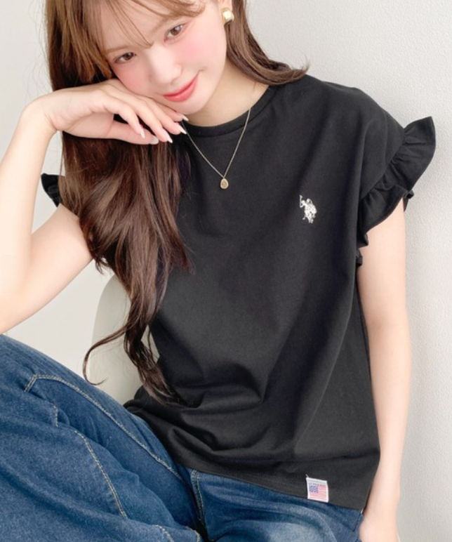 日本直送Us Polo Assn Embroidered Shoulder Frill Tee