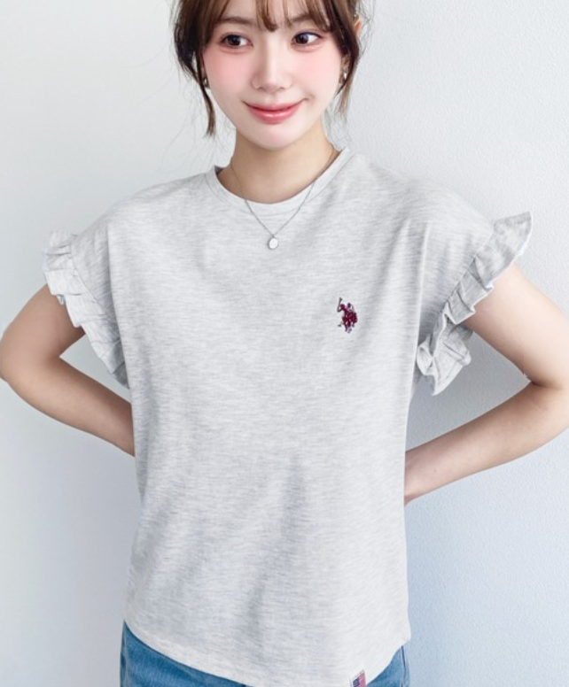 日本直送Us Polo Assn Embroidered Shoulder Frill Tee