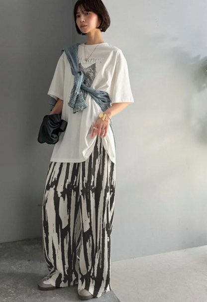 日本直送Patterned Fine Pleated Pants