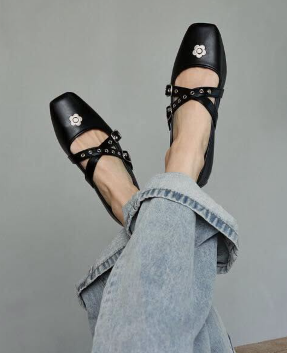Direct from Japan Mary Quant × PUBLUX Eyelet Cross Belt Ballet Flats (Limited Edition)