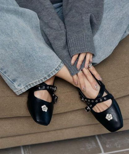 Direct from Japan Mary Quant × PUBLUX Eyelet Cross Belt Ballet Flats (Limited Edition)