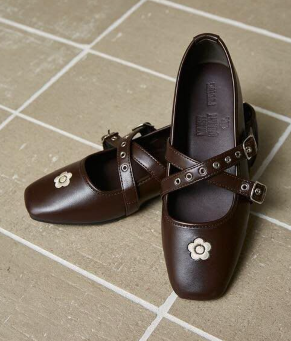 Direct from Japan Mary Quant × PUBLUX Eyelet Cross Belt Ballet Flats (Limited Edition)