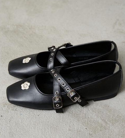 Direct from Japan Mary Quant × PUBLUX Eyelet Cross Belt Ballet Flats (Limited Edition)