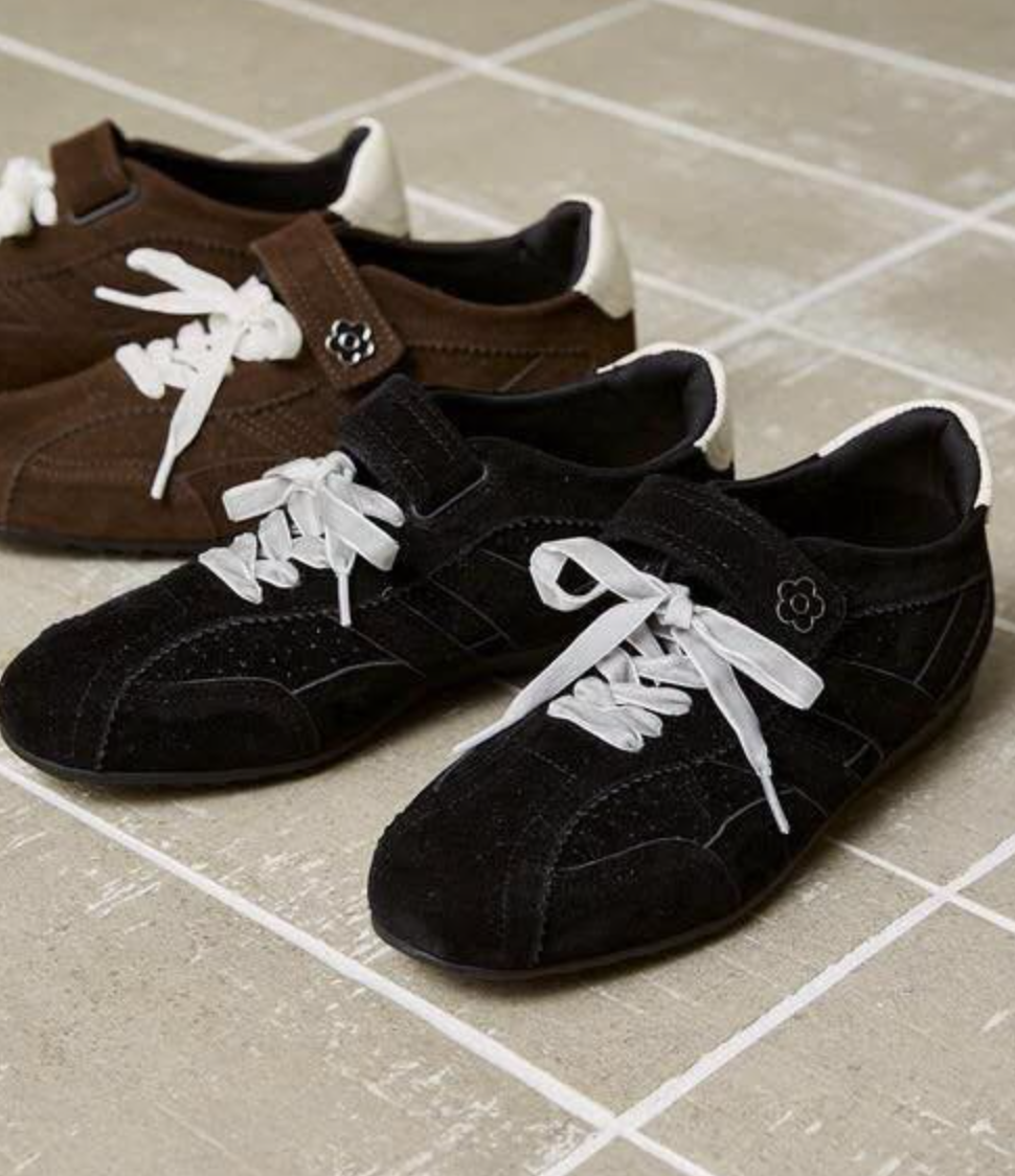 Direct from Japan: Mary Quant × Publux Faux Suede Velour Ribbon Velcro Sneakers
