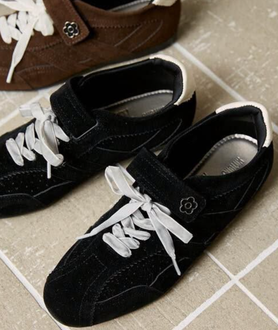 Direct from Japan: Mary Quant × Publux Faux Suede Velour Ribbon Velcro Sneakers