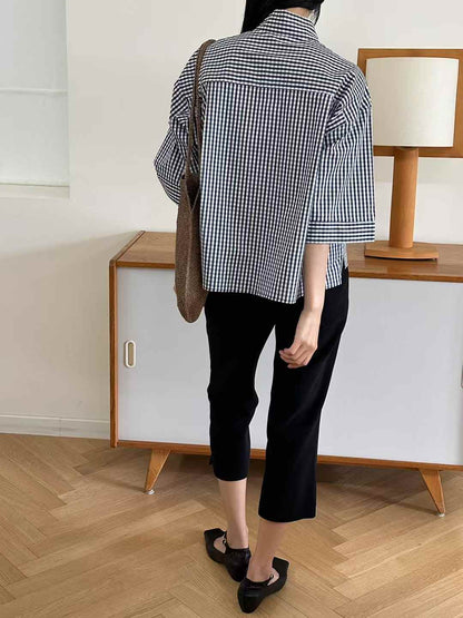 韓國直送Minimalist Checked Smock Shirt