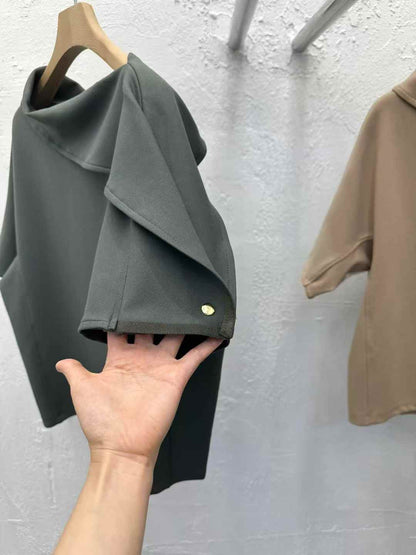 韓國直送Asymmetric Cowl-Neck Batwing Top