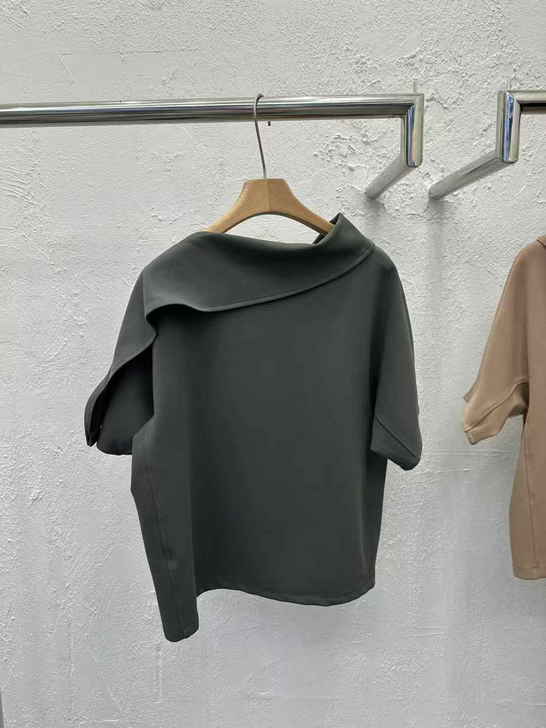 韓國直送Asymmetric Cowl-Neck Batwing Top