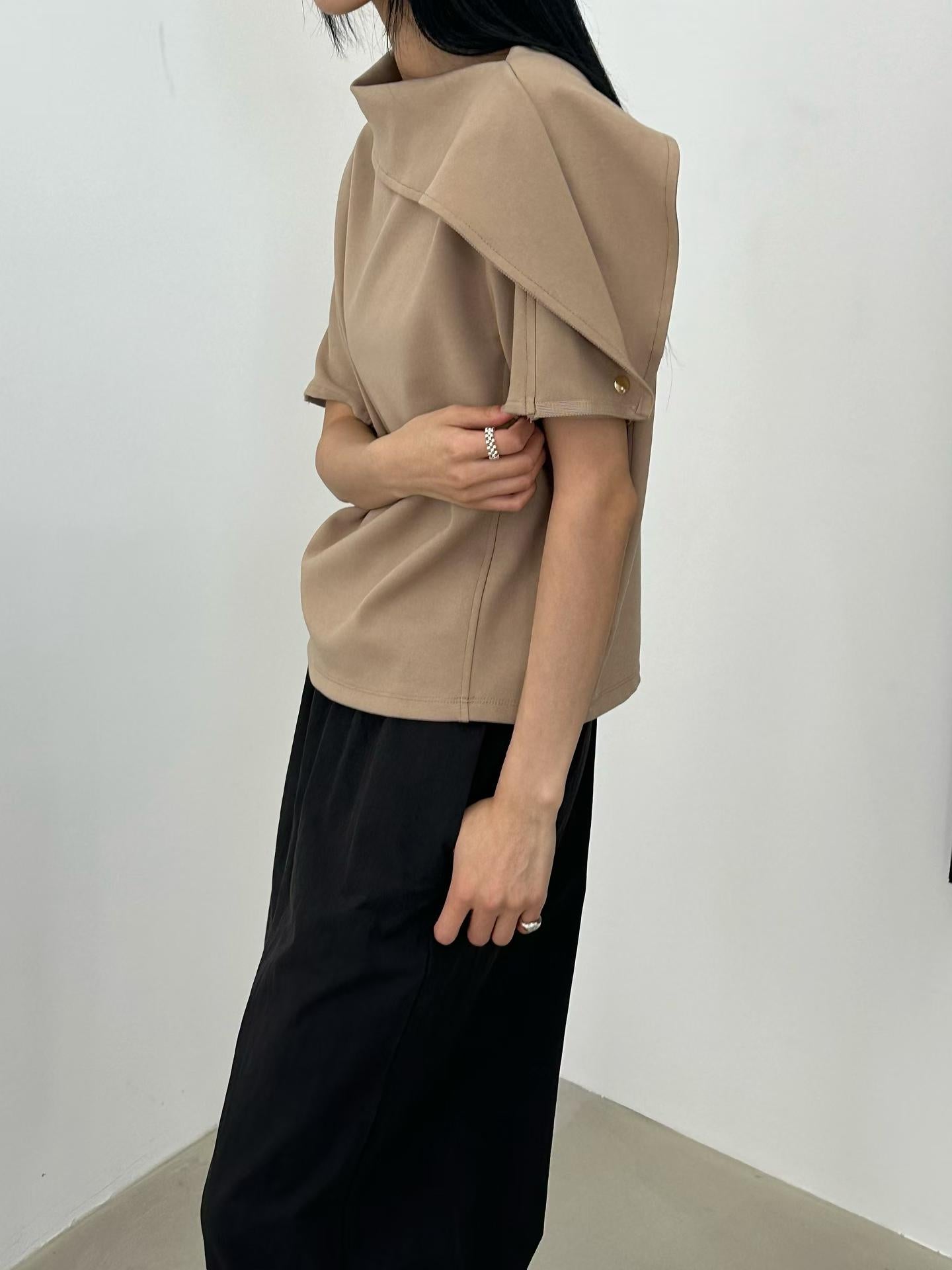 韓國直送Asymmetric Cowl-Neck Batwing Top