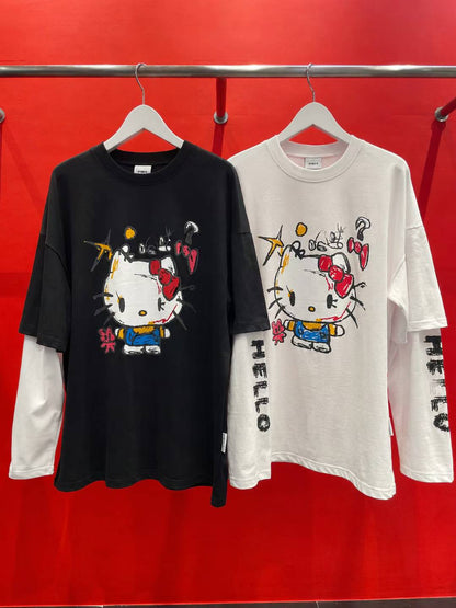 韓國直送PLUS 82 HIYA Graffiti Kitty  Long Sleeve