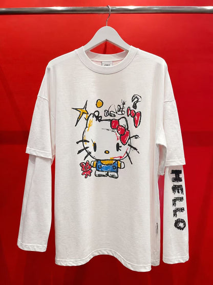 韓國直送PLUS 82 HIYA Graffiti Kitty  Long Sleeve