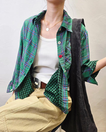 韓國直送Split Plaid Shirt