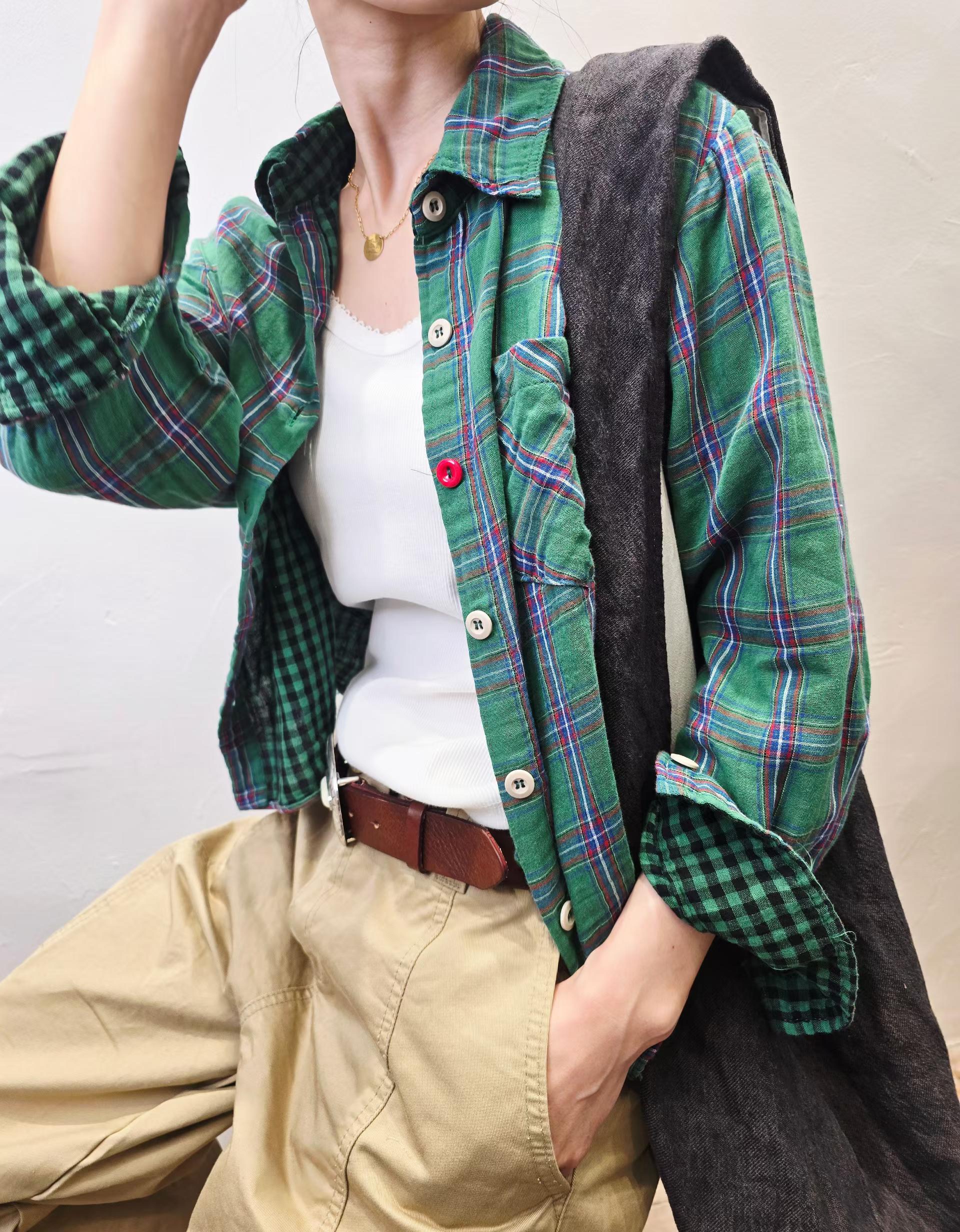 韓國直送Split Plaid Shirt