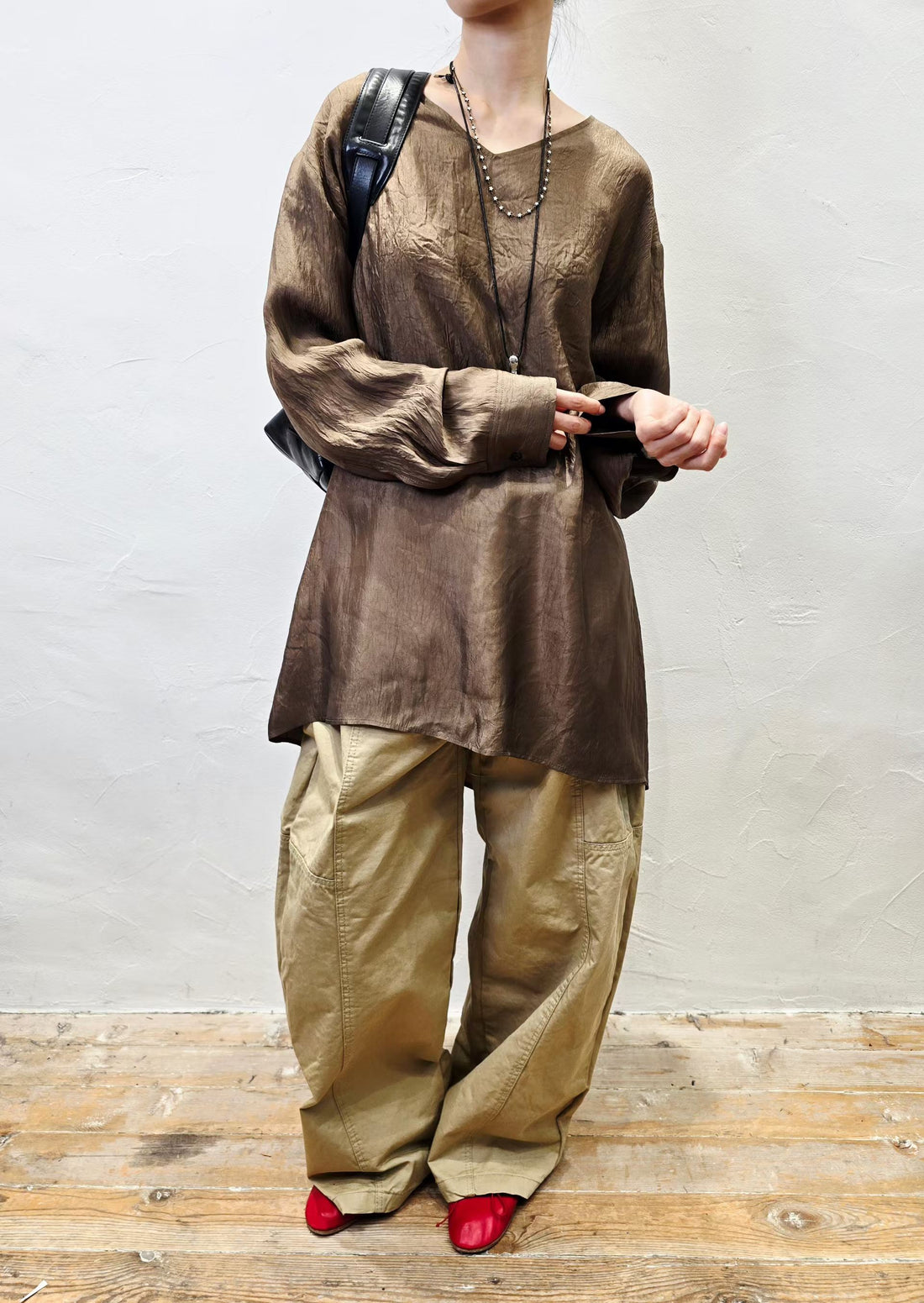 Korean direct delivery Satin Crinkle Top