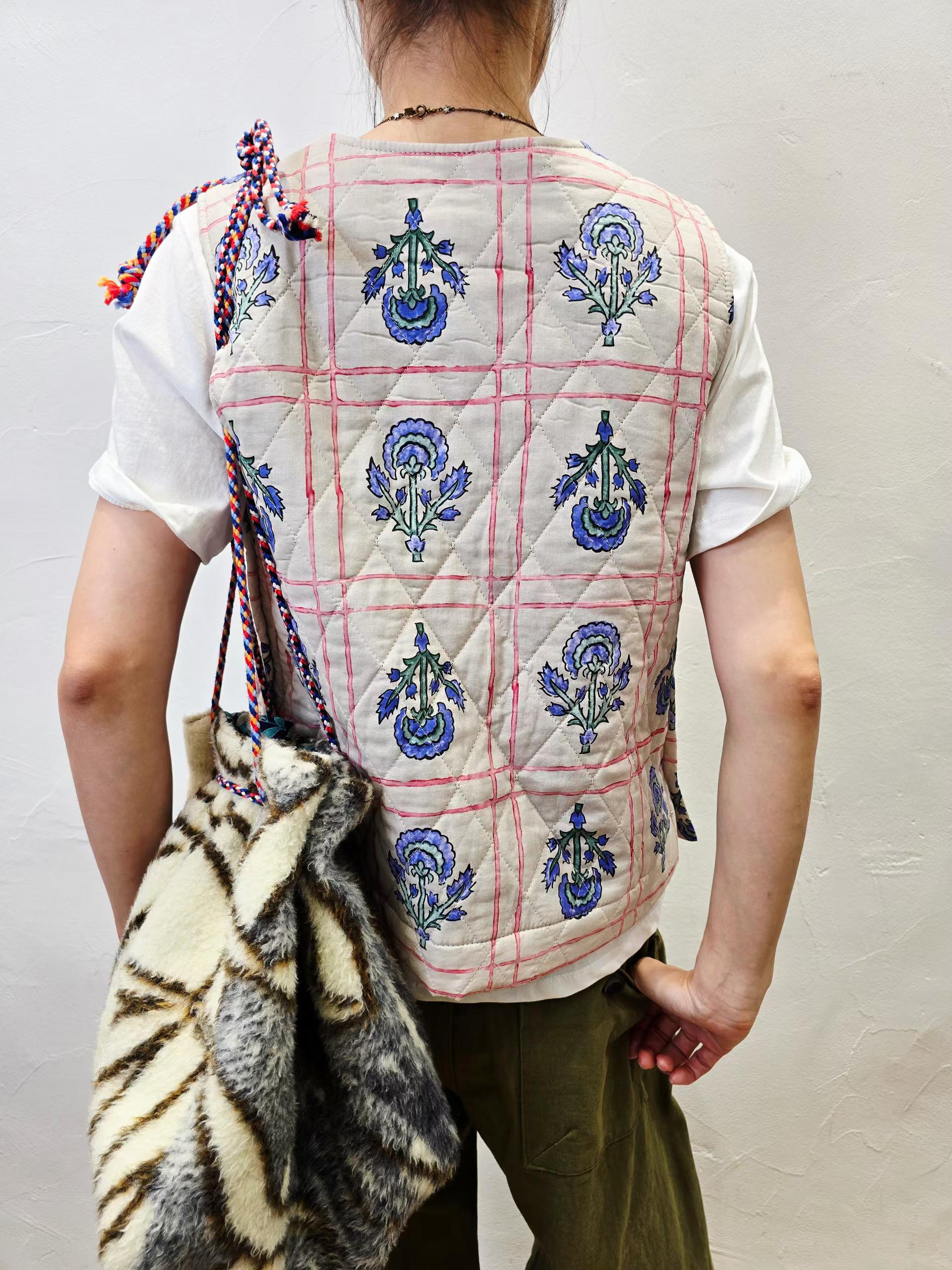 Direct from Korea: Flora Block-Print Quilted Vest