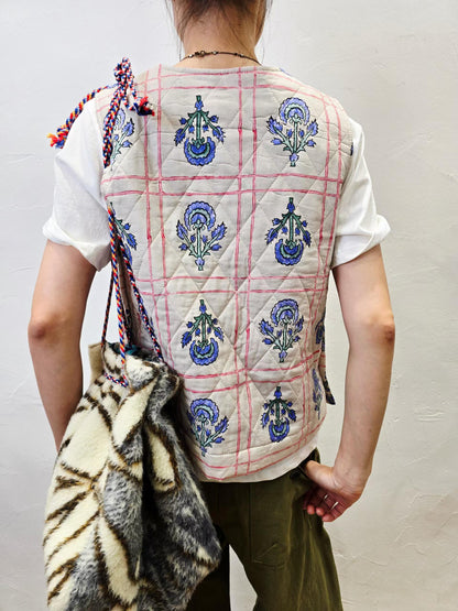 Direct from Korea: Flora Block-Print Quilted Vest