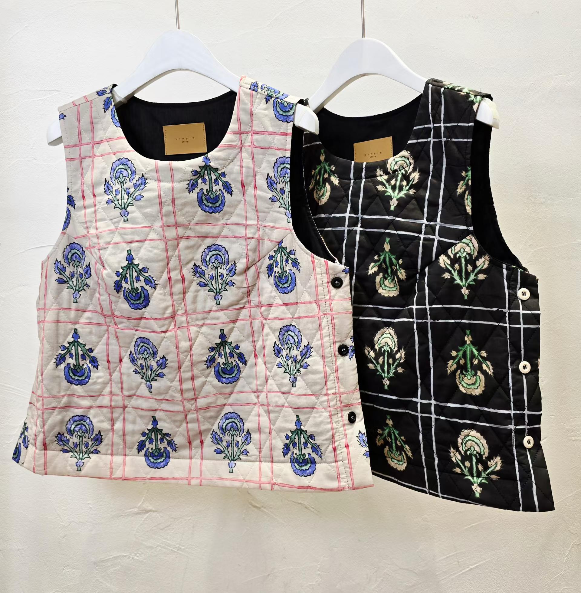Direct from Korea: Flora Block-Print Quilted Vest