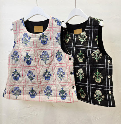 Direct from Korea: Flora Block-Print Quilted Vest