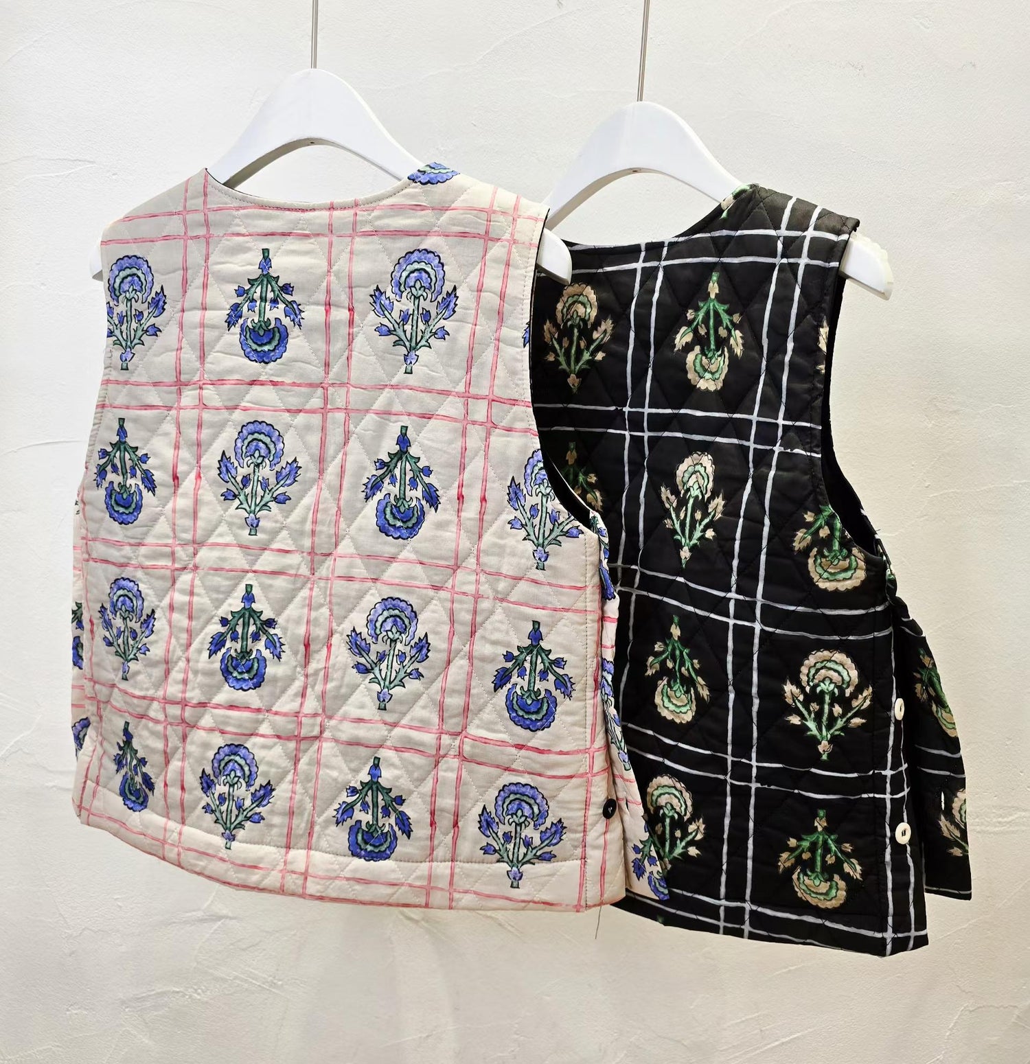 Direct from Korea: Flora Block-Print Quilted Vest