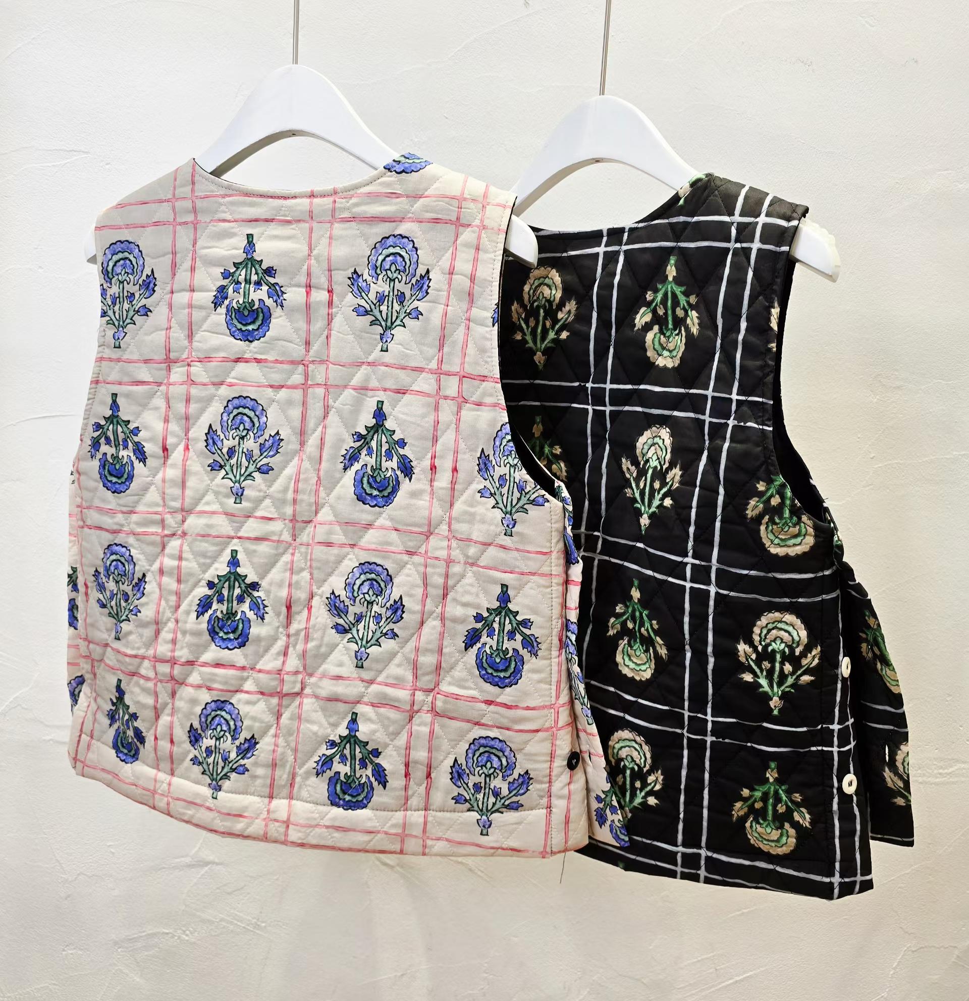 Direct from Korea: Flora Block-Print Quilted Vest