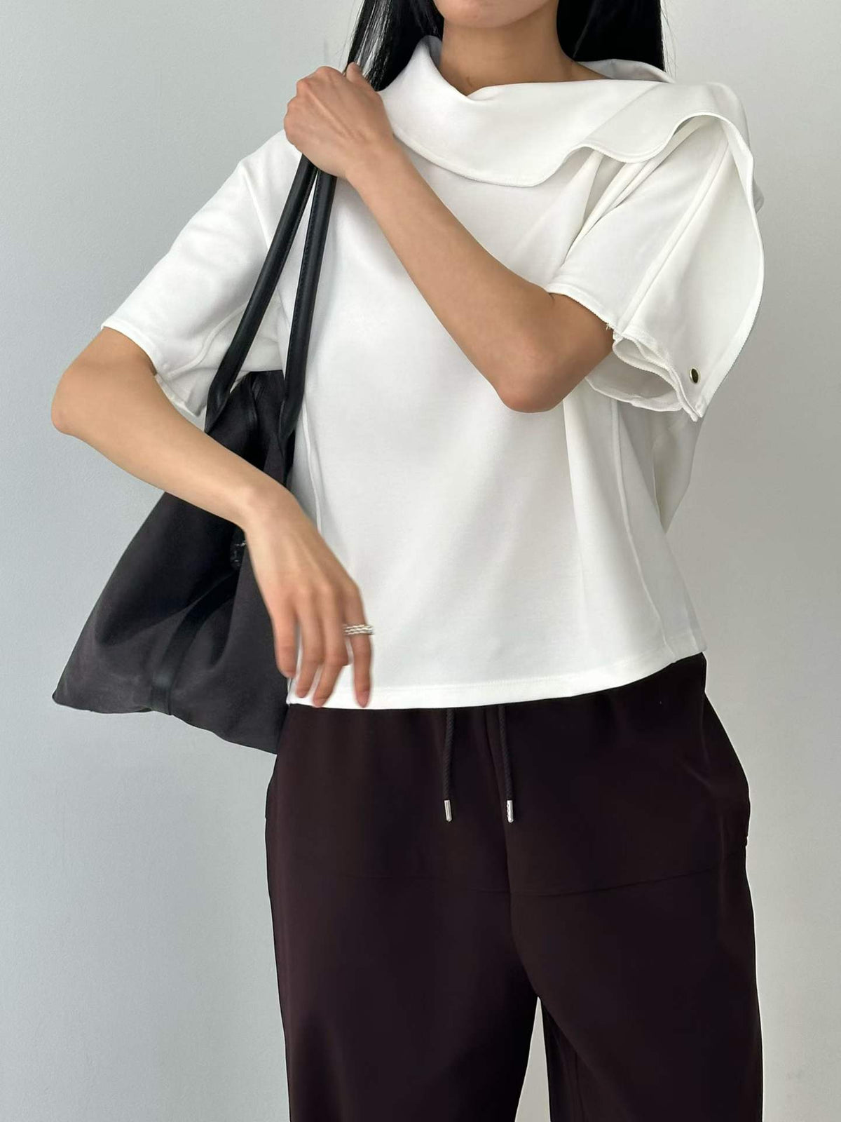 韓國直送Asymmetric Cowl-Neck Batwing Top
