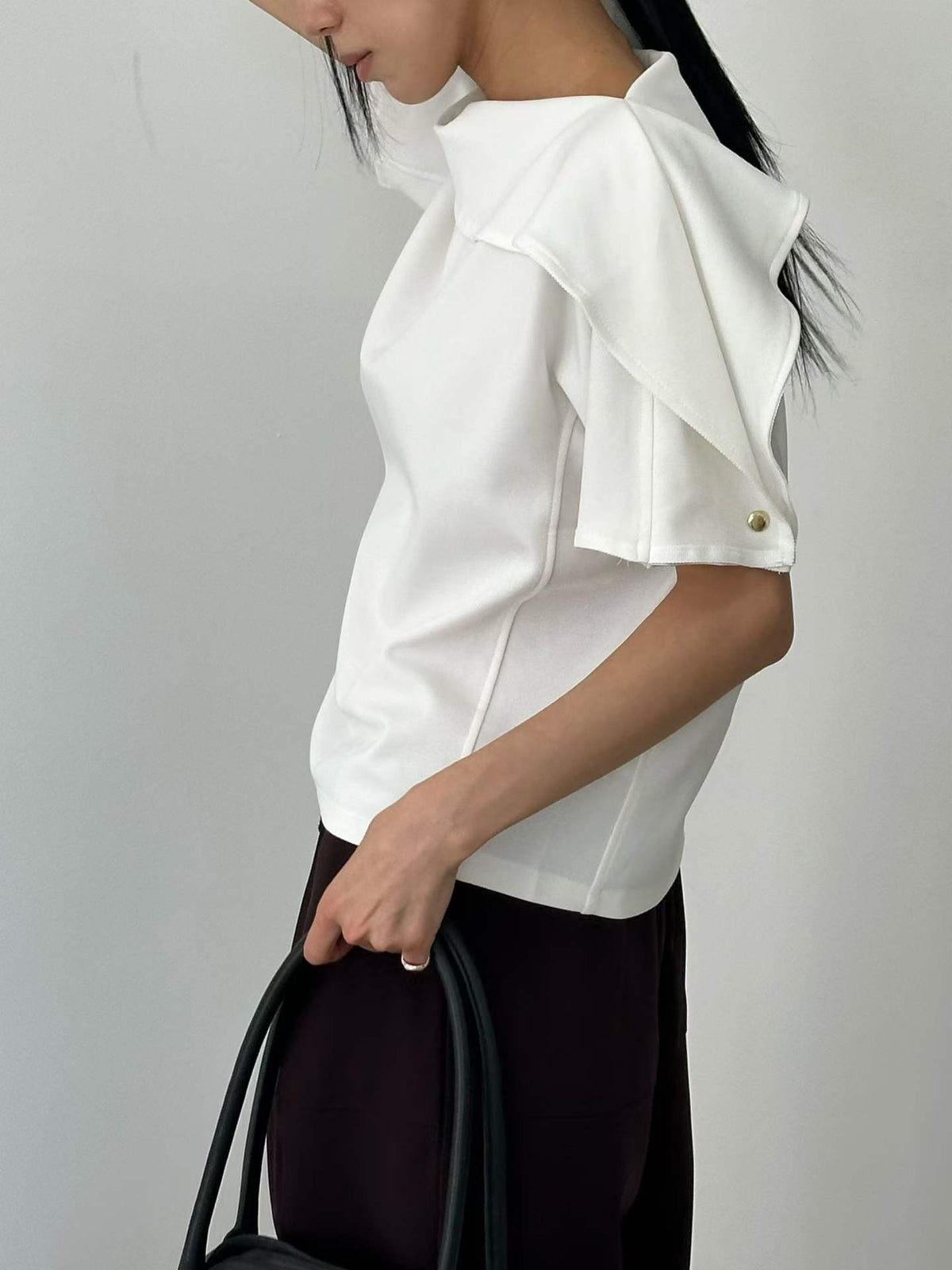 韓國直送Asymmetric Cowl-Neck Batwing Top
