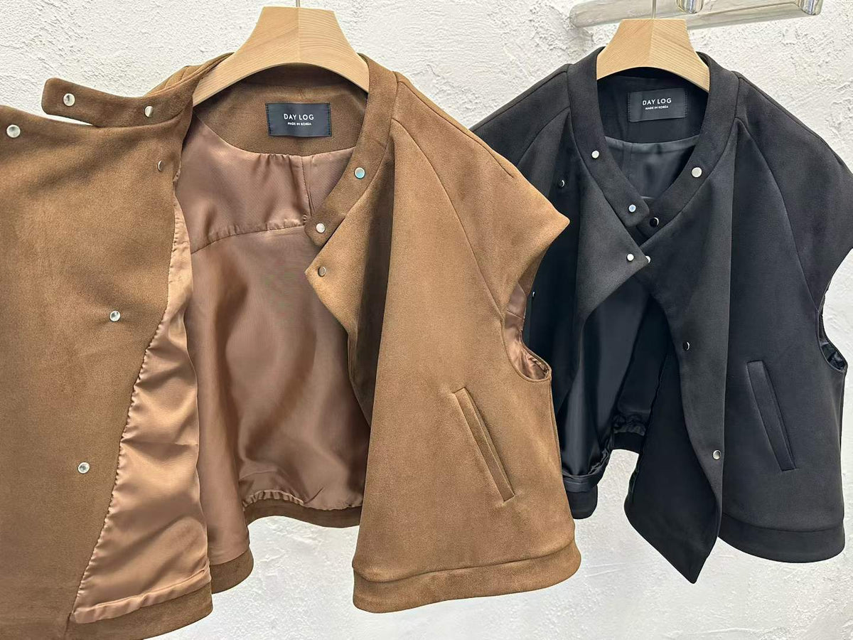 韓國直送Suede Cape Vest