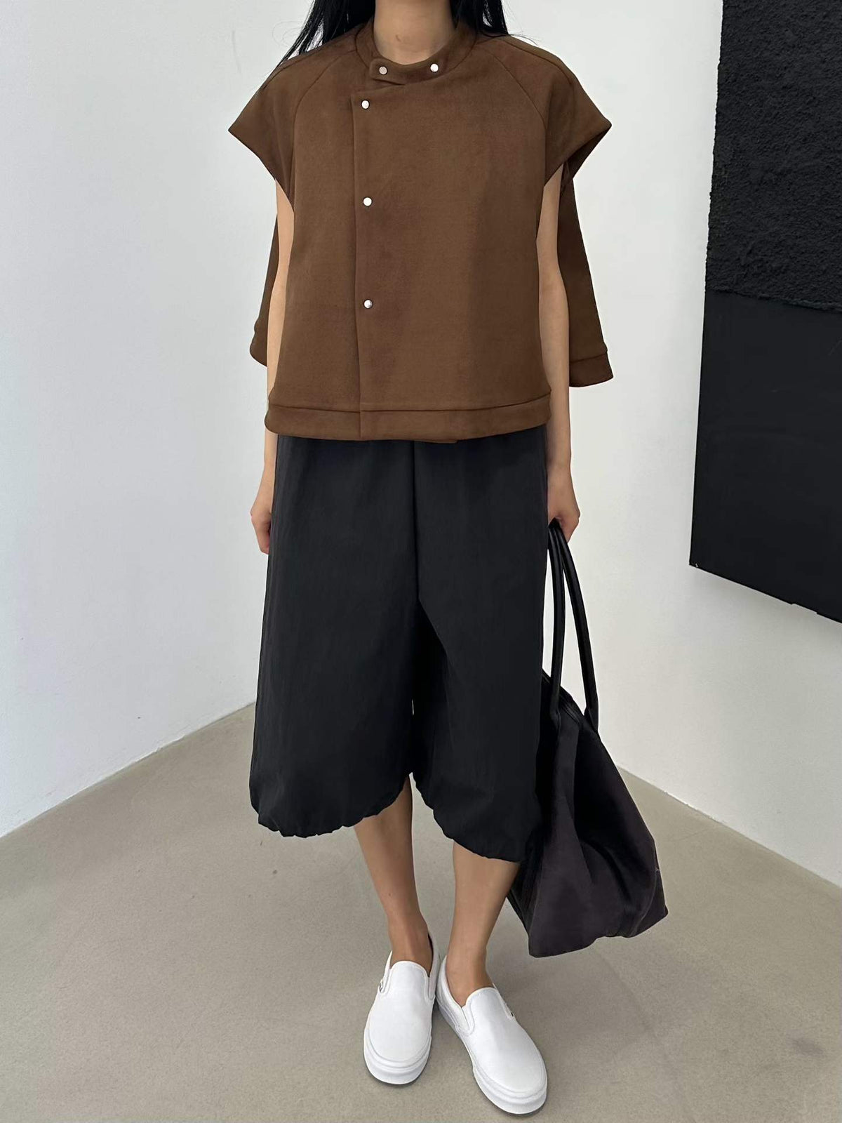 韓國直送Suede Cape Vest