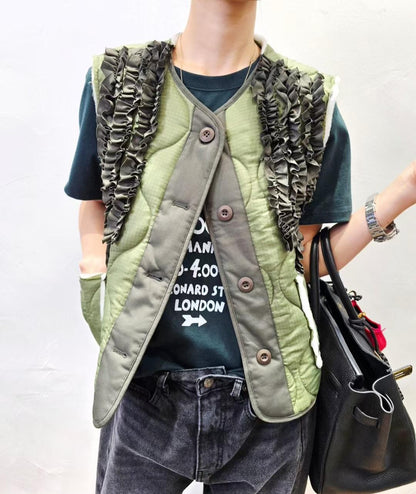 Korean Direct Ship Ruffle Quilt Vest