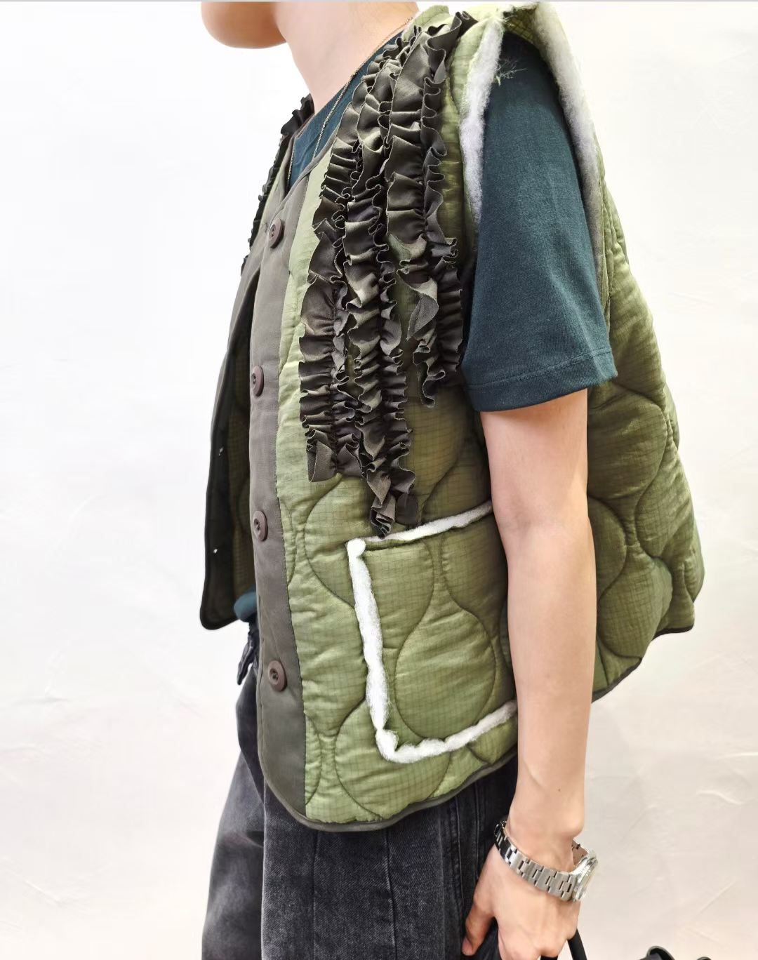 Korean Direct Ship Ruffle Quilt Vest