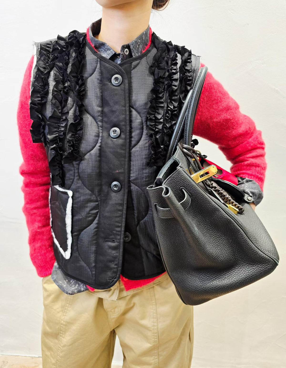 Korean Direct Ship Ruffle Quilt Vest