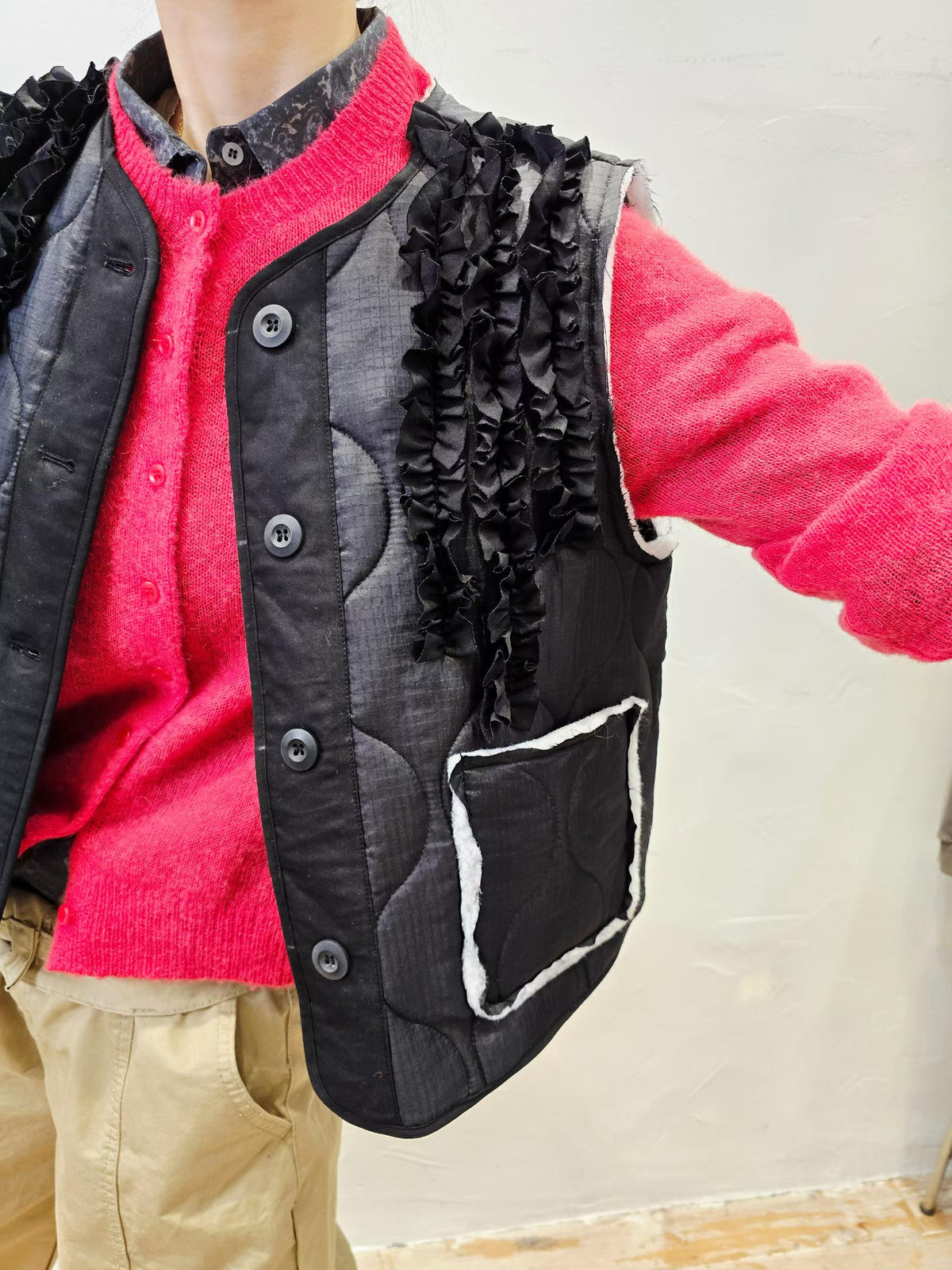 Korean Direct Ship Ruffle Quilt Vest