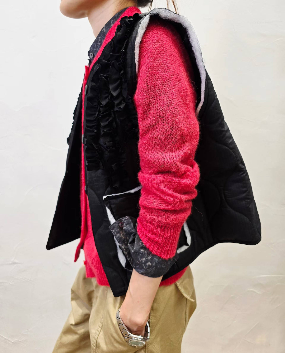 Korean Direct Ship Ruffle Quilt Vest