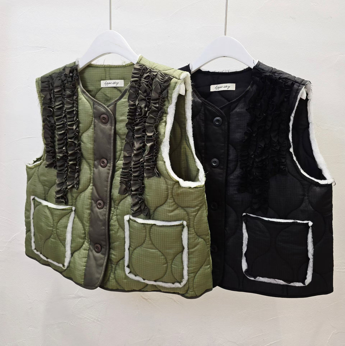 Korean Direct Ship Ruffle Quilt Vest