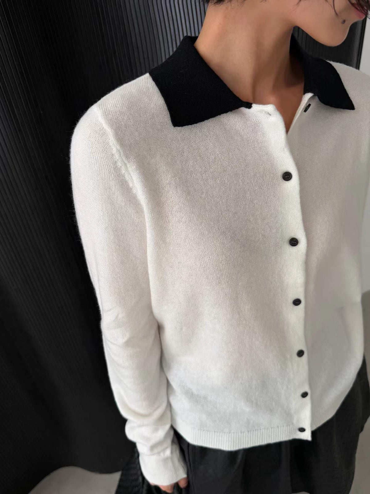 韓國直送Contrast Collar Knit