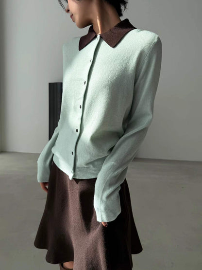 韓國直送Contrast Collar Knit