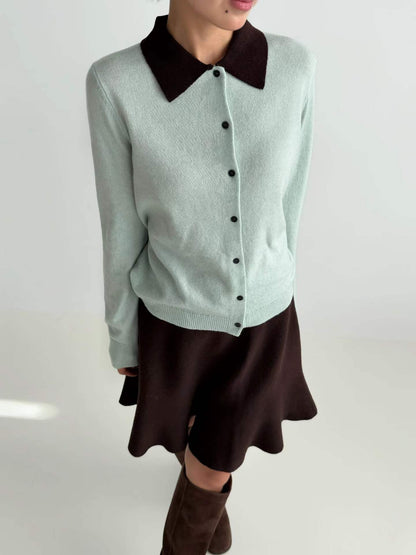 韓國直送Contrast Collar Knit