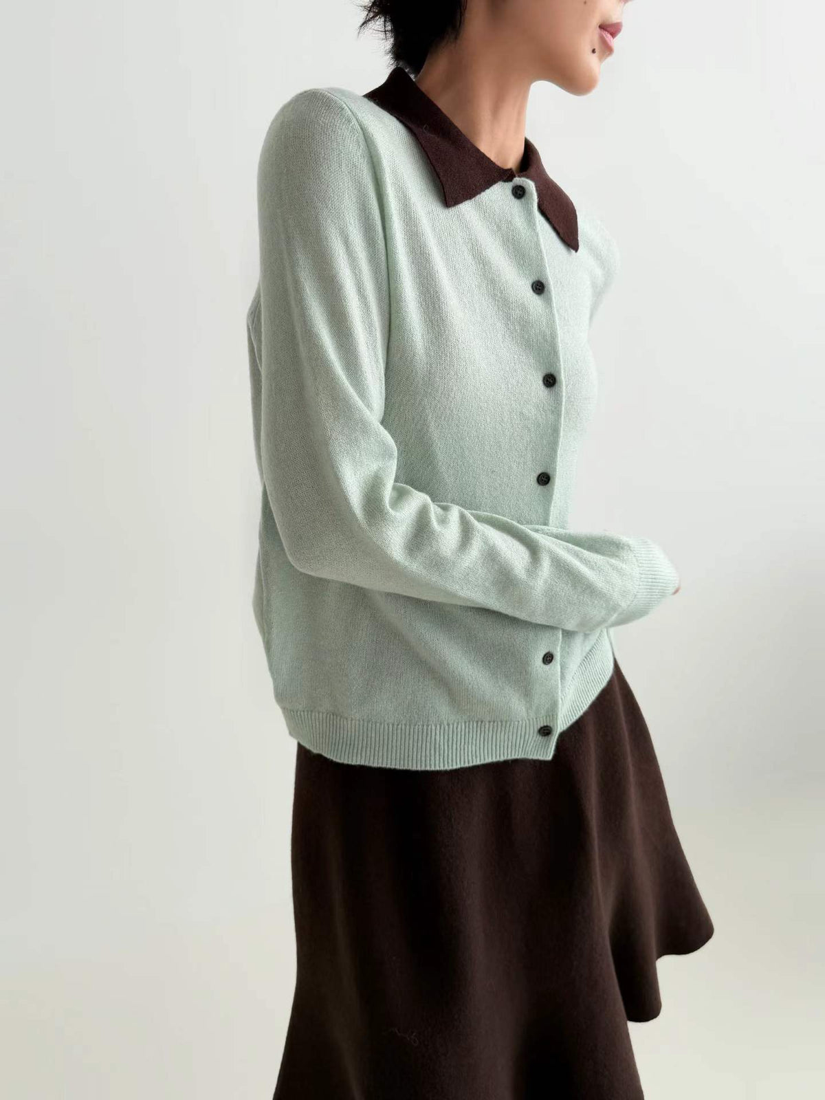 韓國直送Contrast Collar Knit