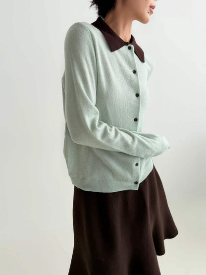 韓國直送Contrast Collar Knit