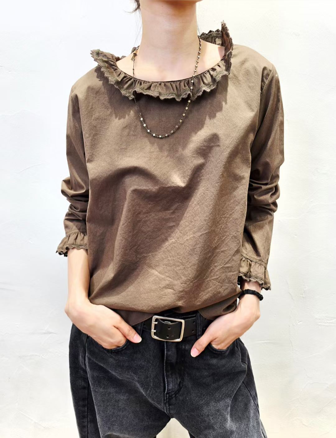 Direct from Korea Ruffle Neck Blouse
