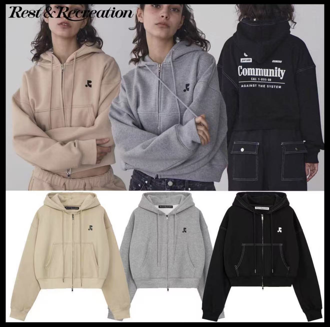 RR Stitch Cropped Hood Zip up - HLY & CHOCCICO