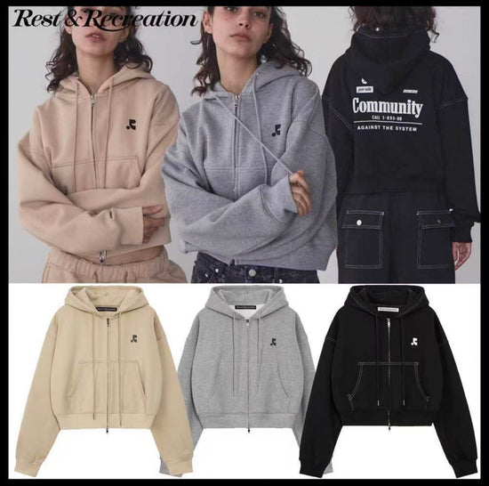 REST&RECREATION
 Stitch Cropped Hood Zip up