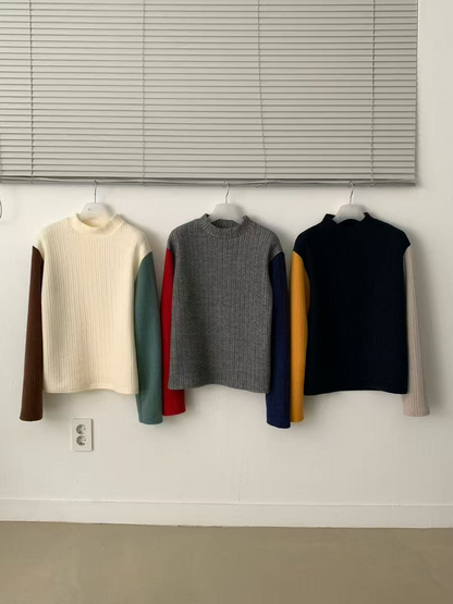 韓國直送Multicolor Ribbed Knit Top - HLY &amp; CHOCCICO