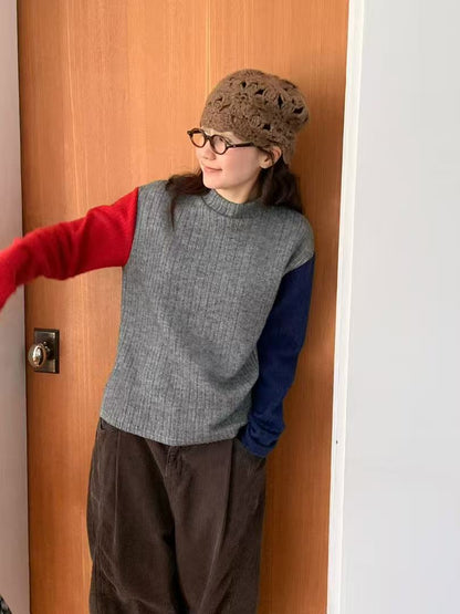 韓國直送Multicolor Ribbed Knit Top - HLY &amp; CHOCCICO