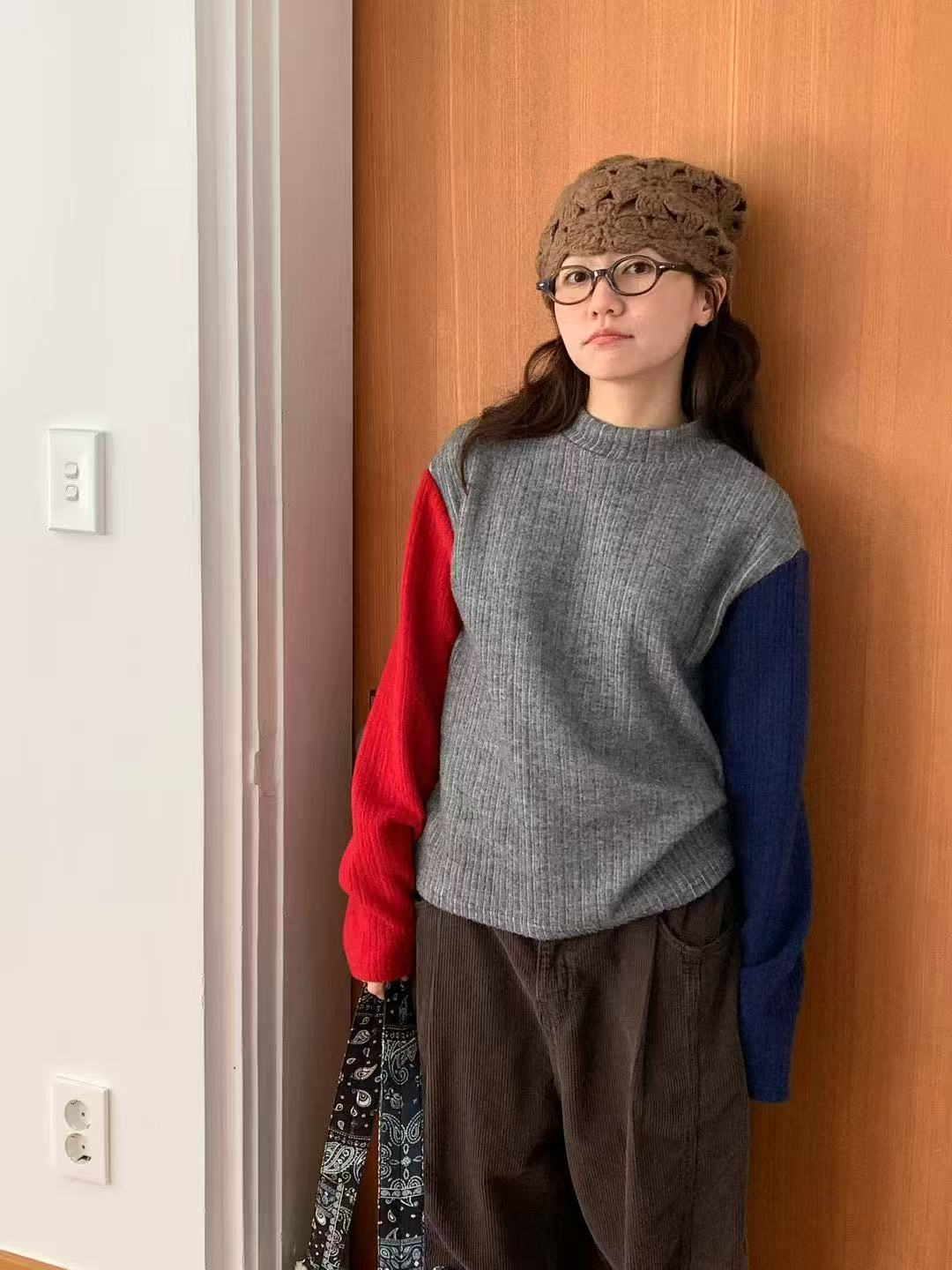 韓國直送Multicolor Ribbed Knit Top - HLY &amp; CHOCCICO