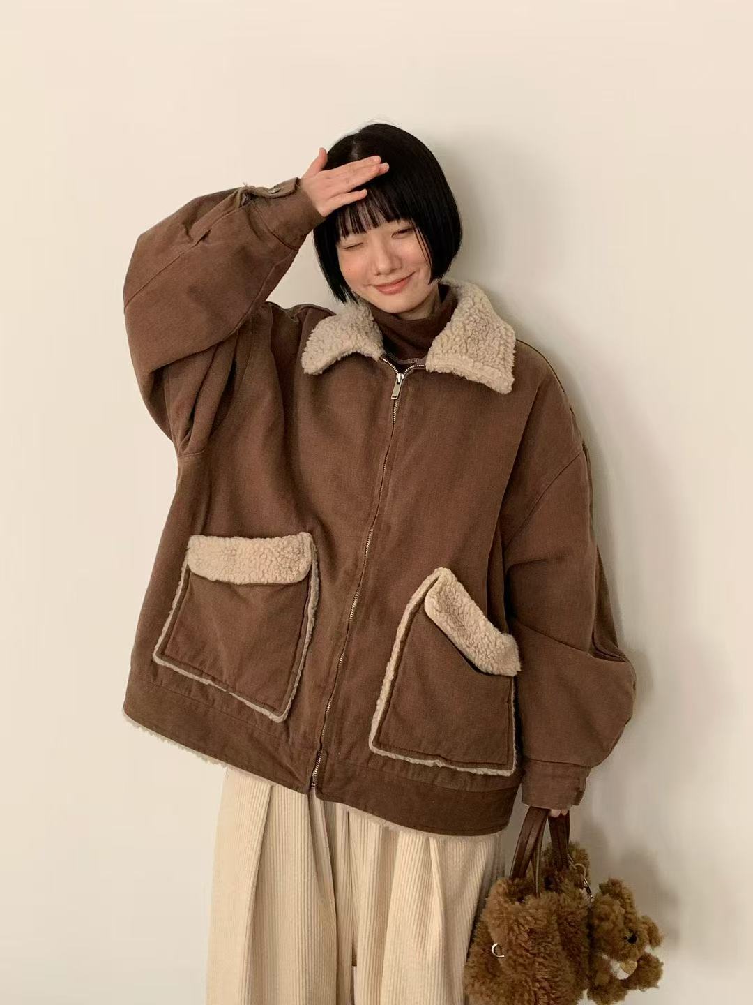 韓國直送Cozy Sherpa-Lined Jacket - HLY &amp; CHOCCICO