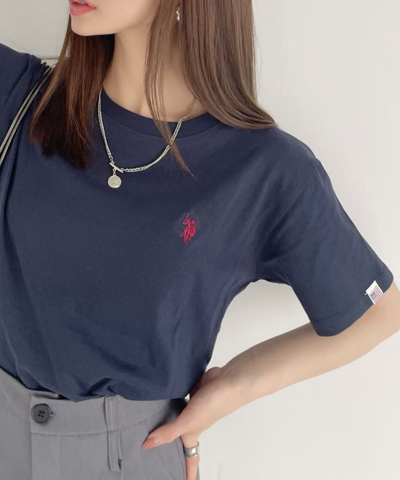 日本直送U.S. POLO ASSN.  one-point embroidery compact silhouette basic Tee