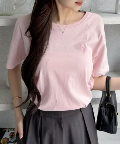日本直送U.S. POLO ASSN.  one-point embroidery compact silhouette basic Tee