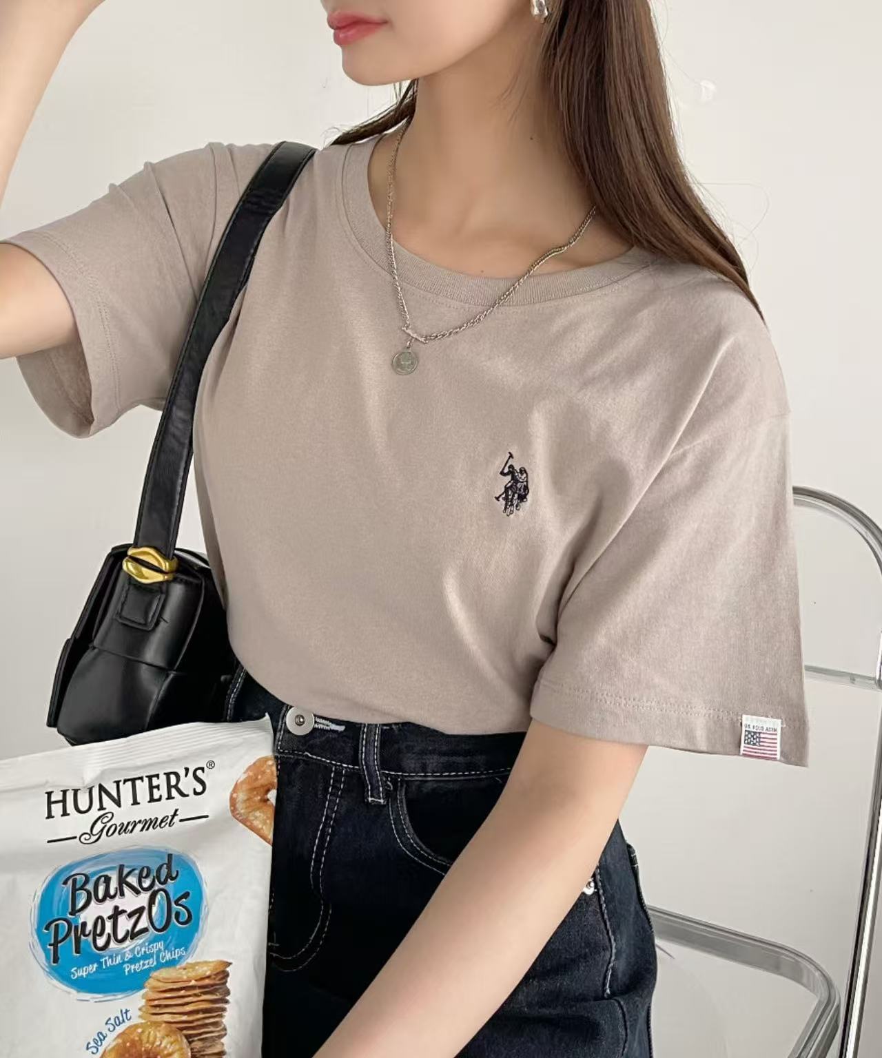 日本直送U.S. POLO ASSN.  one-point embroidery compact silhouette basic Tee