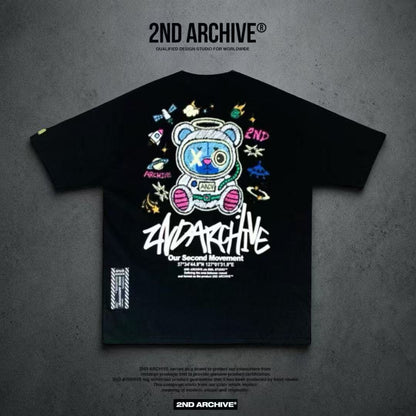 🇰🇷韓國直送🇰🇷 2ND ARCHIVE Glow-in-the-Dark Space Bear Half Palty Tee - HLY &amp; CHOCCICO